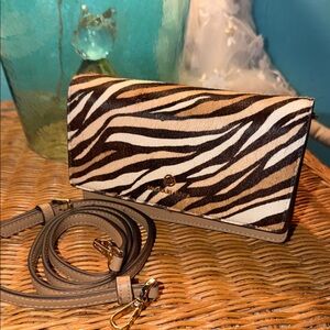 Michael Kors Animal Print Leather Wallet-on-chain- convertible clutch NWOT